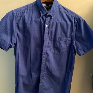 Men’s navy shirt sleeve dress shirt Denim and Flower